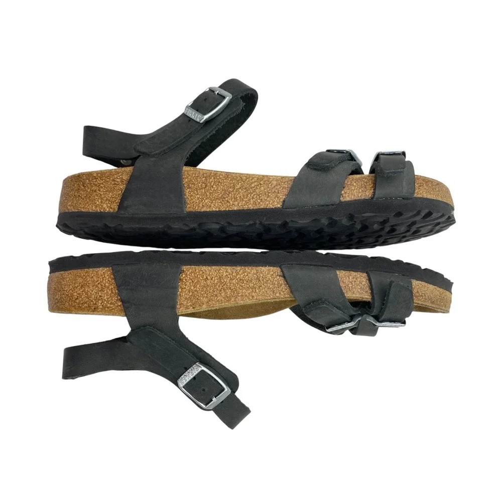 Birkenstock Kumba Black Oiled Leather Strappy Sandals 40 US Women 9-9.5